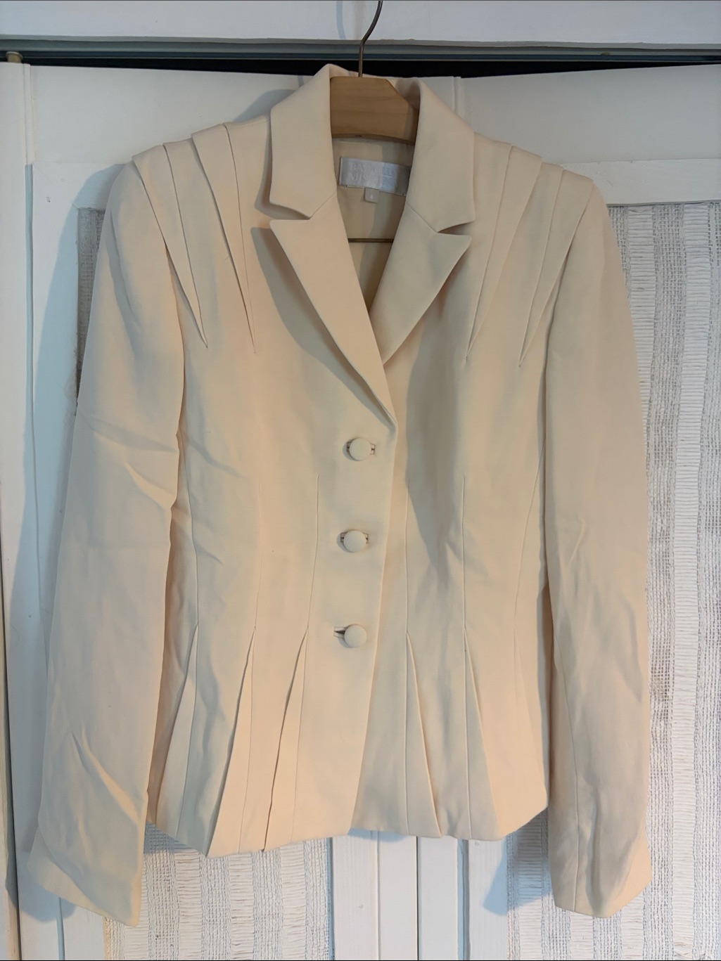 Badgley Mischka Cream Pleated Blazer Jacket Mother Of The Bride Size 6